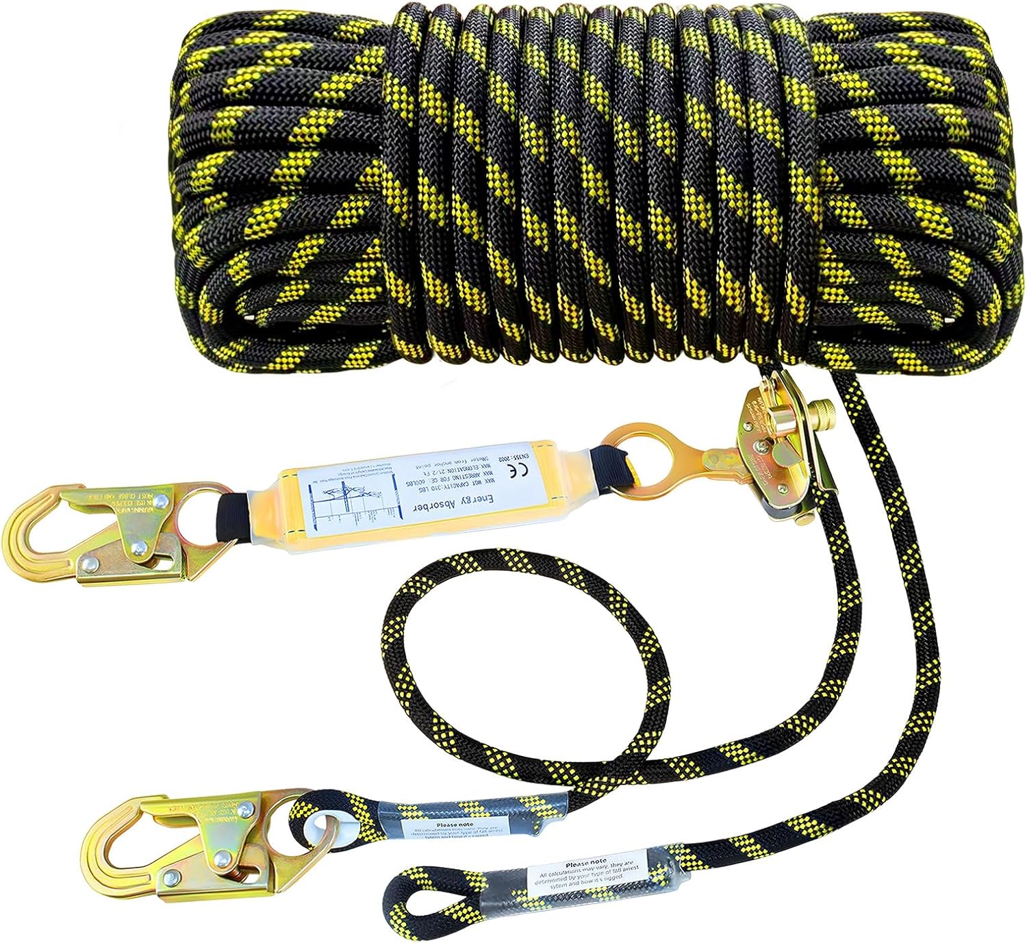 25FT Rope Harness Safety Lanyard, Roofing Fall Protection Rope