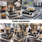 3500W Commercial Induction Cooktop, 208V 3-Phase Induction Burner