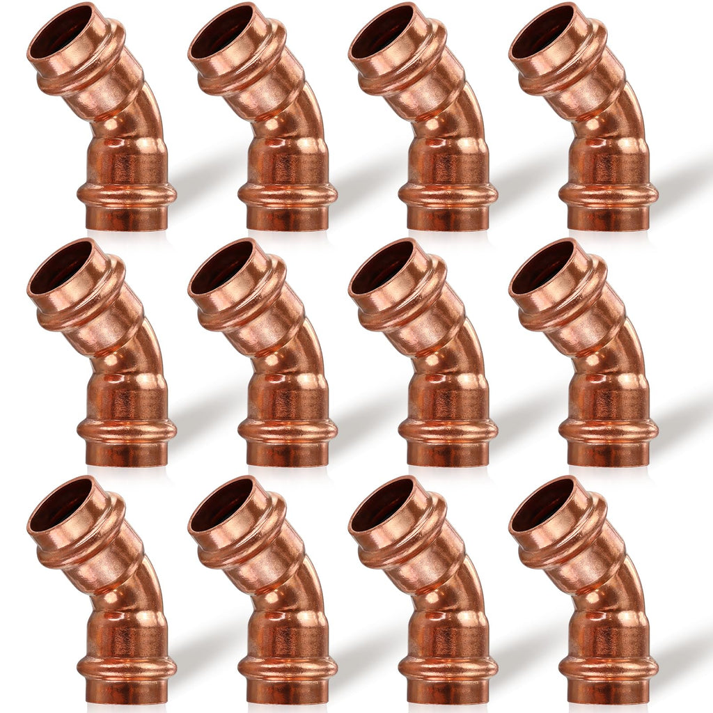 Copper Press Fittings 3/4 inch,12PKCopper Coupling 45 Degree Elbow Coupling