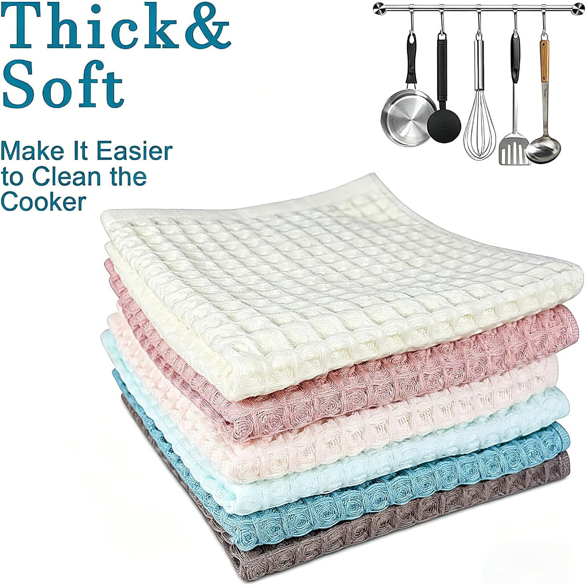 Kitchen Towels Set 6 Pack, 100% Cotton Waffle Weave Dish Cloths & Dish Towels, 13x13 Inch Hand Towels for Kitchen