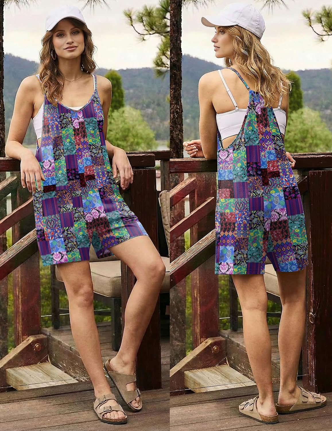 Rompers for Women Summer Casual Boho Short Jumpsuits Beach Outfits