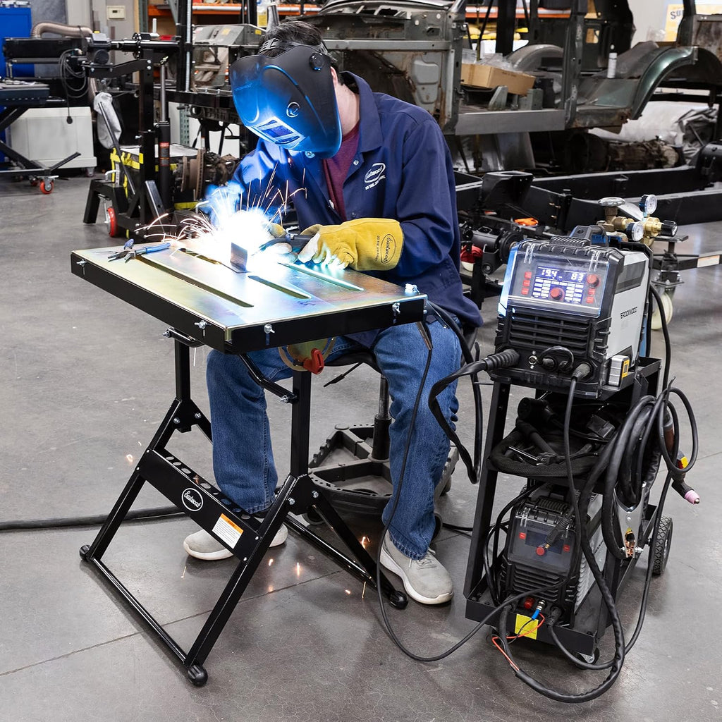 Adjustable Steel Welding Table Strong Hold Industrial Workbench Table Welding 14 Gauge Plated Work Surface