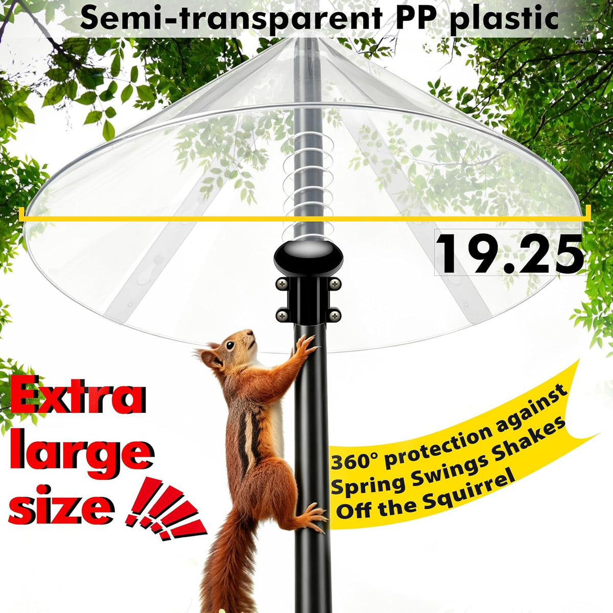 Squirrel Baffle,Squirrel Baffle for Bird Feeder Pole,19-Inch Squirrel-Proofs for Outdoor Shepherd's Hooks,Outside