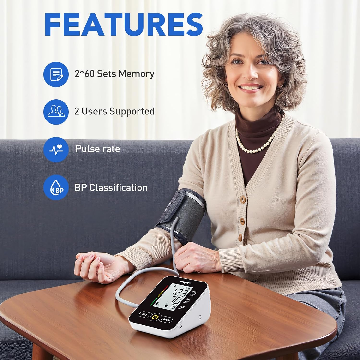 Upper Arm Blood Pressure Monitor Auto Digital for Home Use(Black) | Blood Pressure Machine,One-Button Design BP