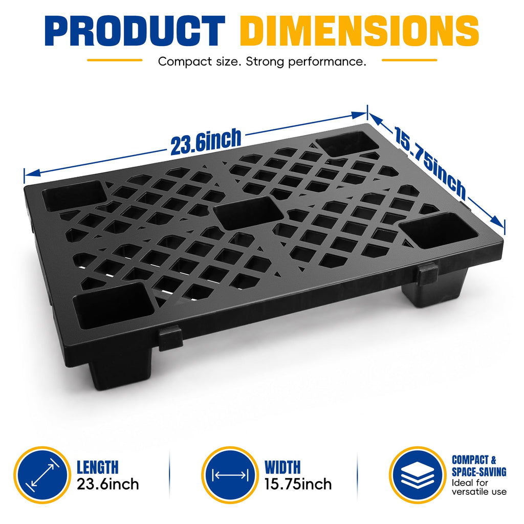 4 Pcs Plastic Pallets for Basement Storage,23.6''x15.8''x3.9''