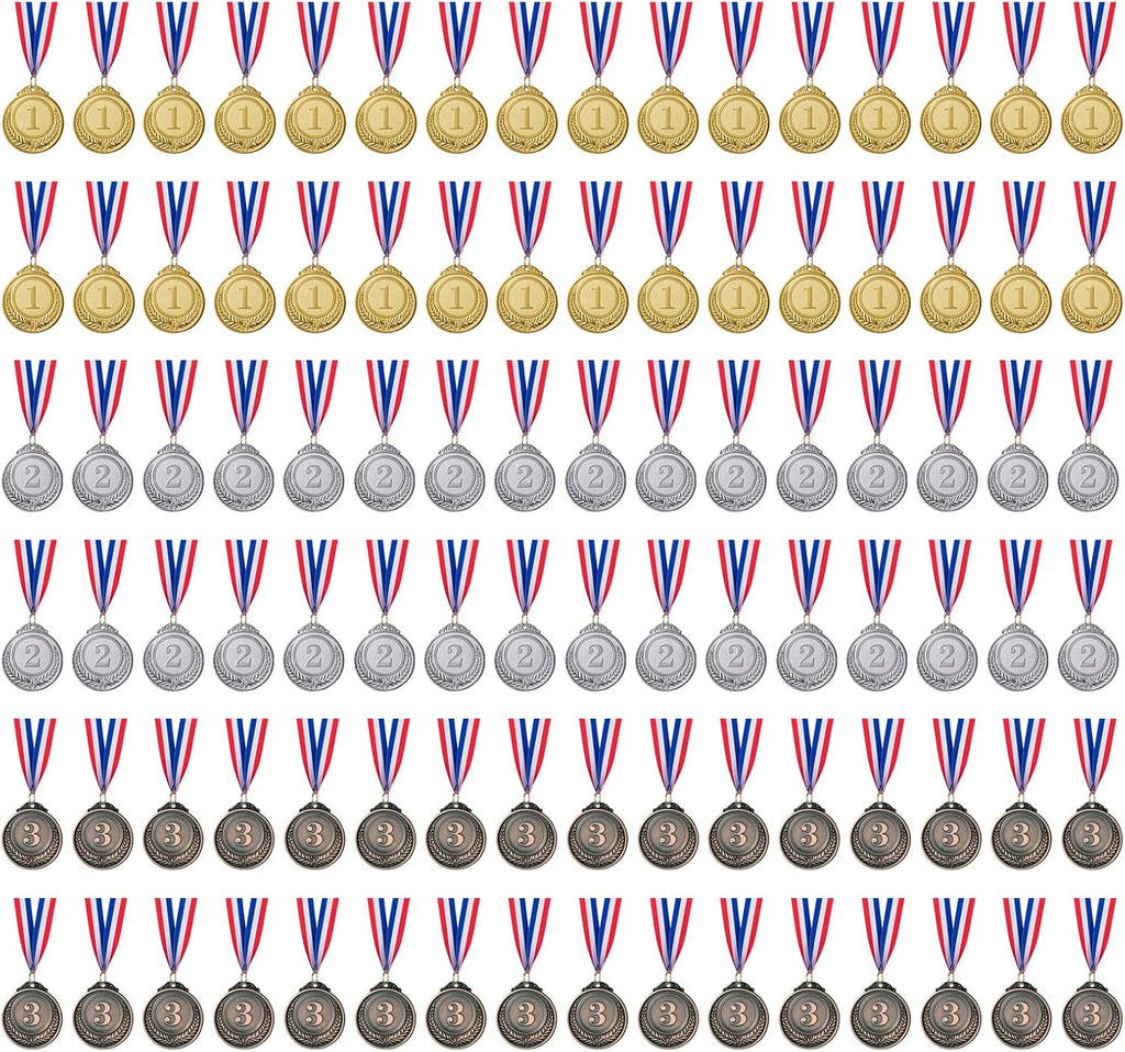 96 Piece Gold Silver Bronze Award Medals-Winner Medals Olympic Style | Gold Silver Bronze Medals Awards Medals for