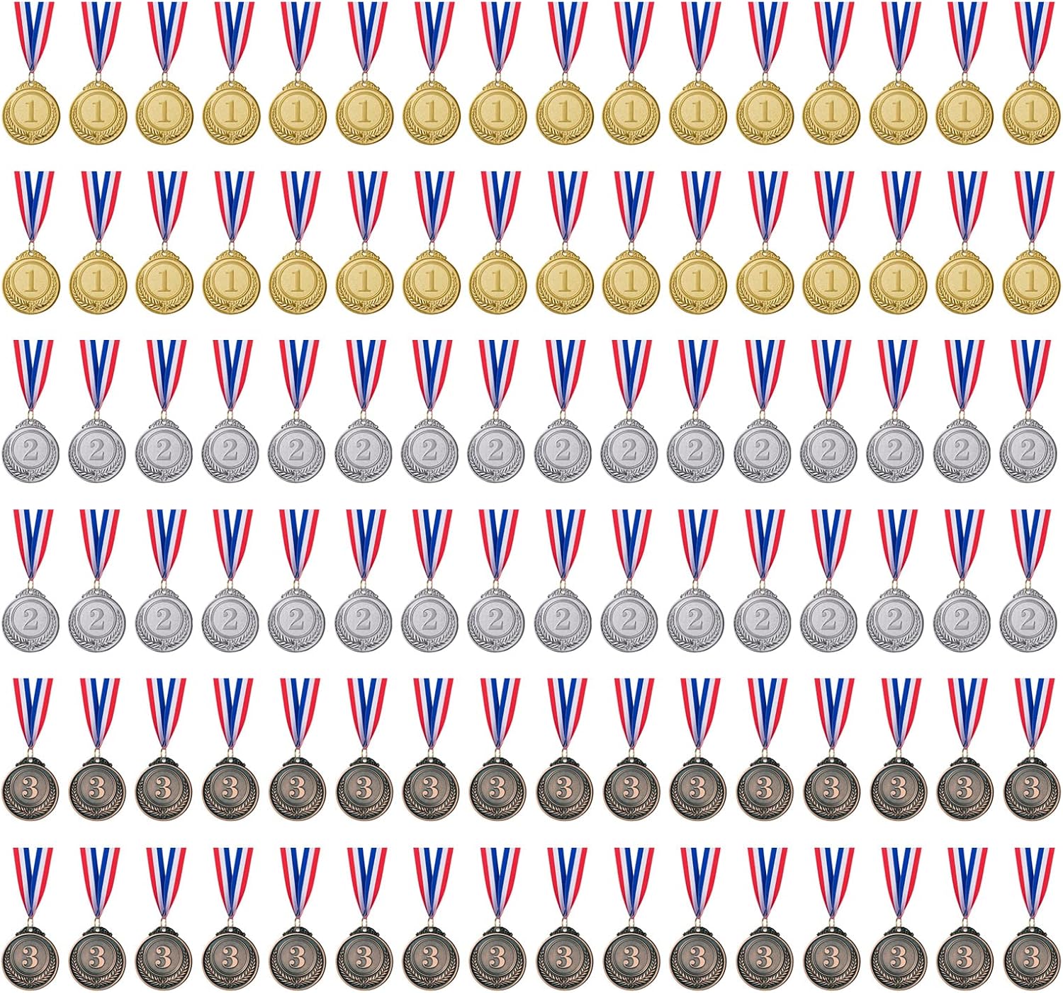 96 Piece Gold Silver Bronze Award Medals-Winner Medals Olympic Style | Gold Silver Bronze Medals Awards Medals for