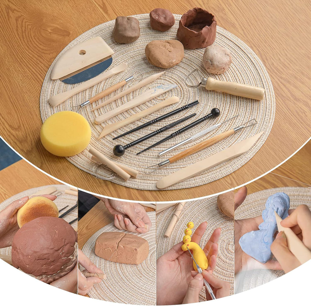 Pottery Tool Kit, 17pcs Polymer Clay Tools, Modeling Clay Sculpting Tools Kit, Ceramics Tools, Trimming, Embossing