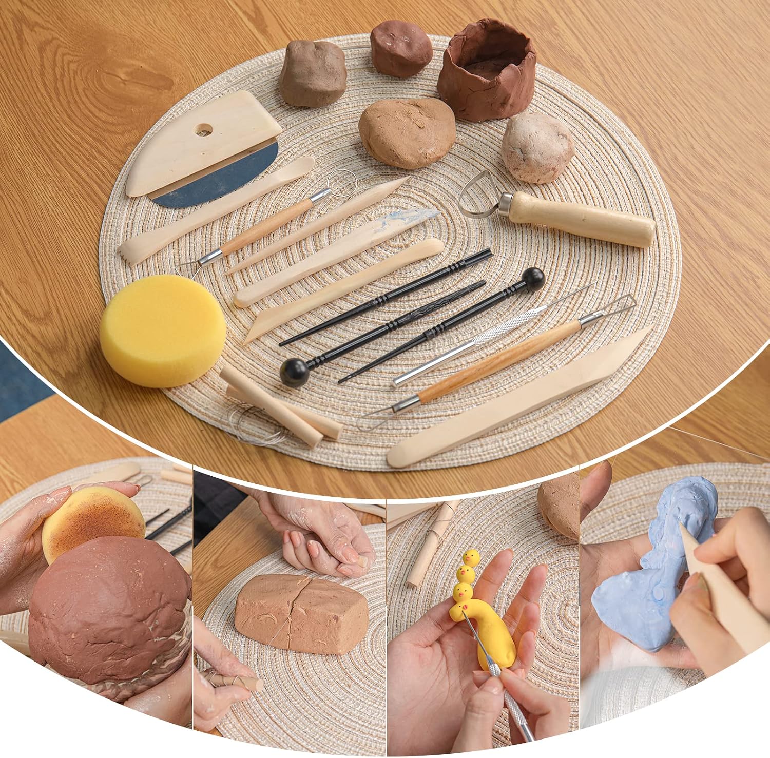 Pottery Tool Kit, 17pcs Polymer Clay Tools, Modeling Clay Sculpting Tools Kit, Ceramics Tools, Trimming, Embossing