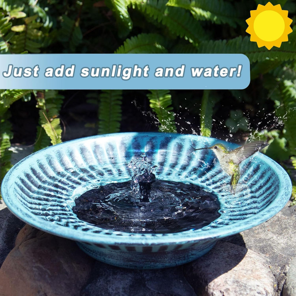 12.3" Solar Bird Bath Bowl,Metal Solar Bird Bath Fountains for Outdoors