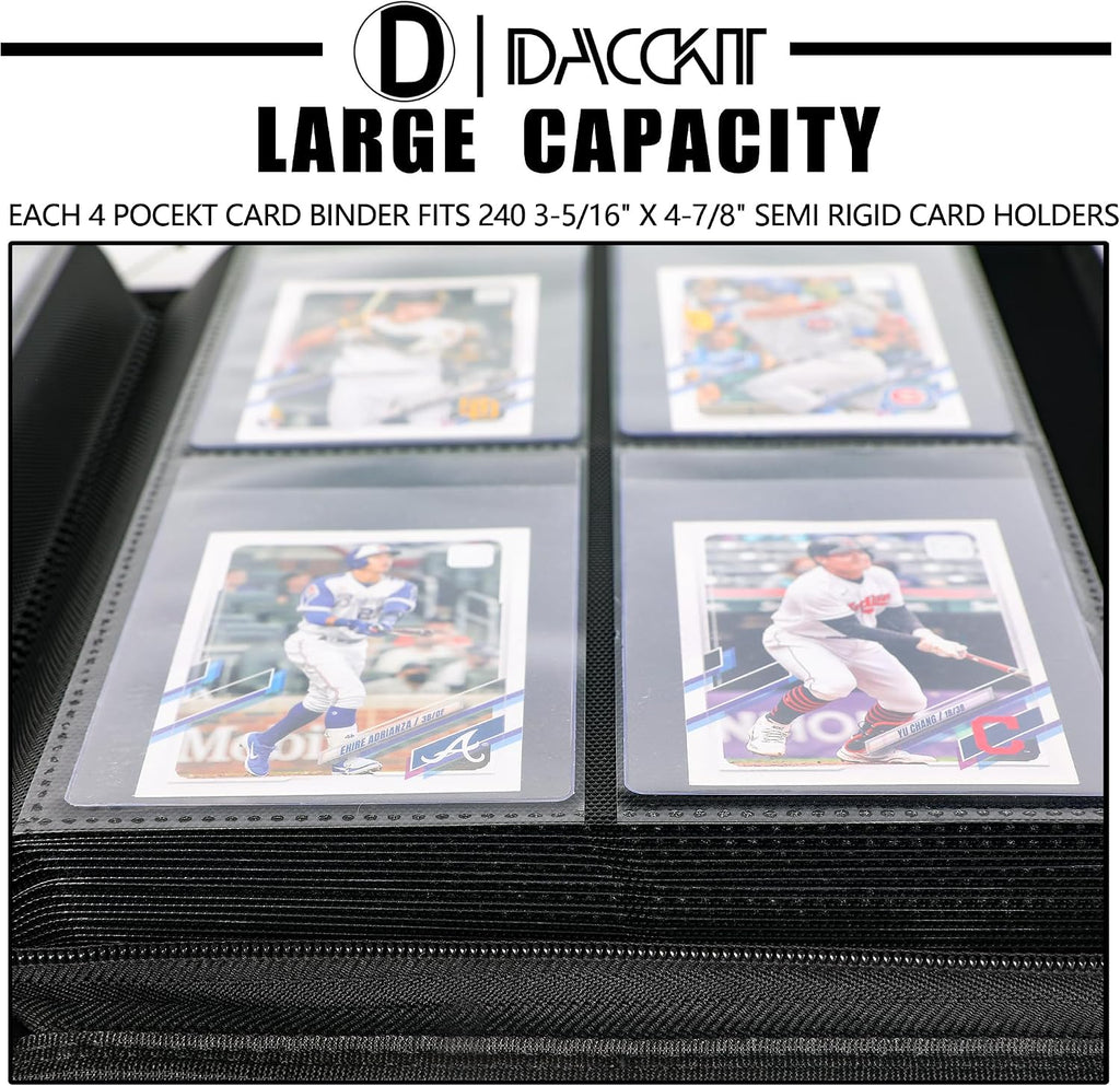 Semi Rigid Card Holder Binder - Fits 240 Cards，Premium 4 Pocket Card Binder Compatible for 3-5/16" x 4-7/8" Semi