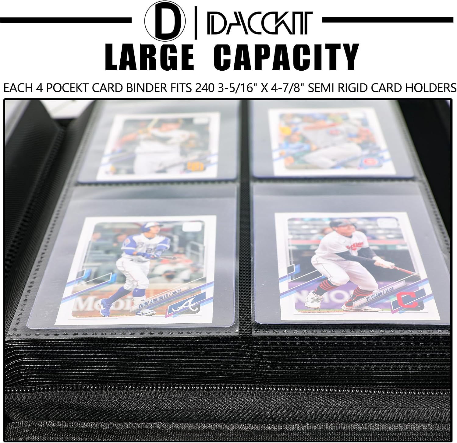 Semi Rigid Card Holder Binder - Fits 240 Cards，Premium 4 Pocket Card Binder Compatible for 3-5/16" x 4-7/8" Semi