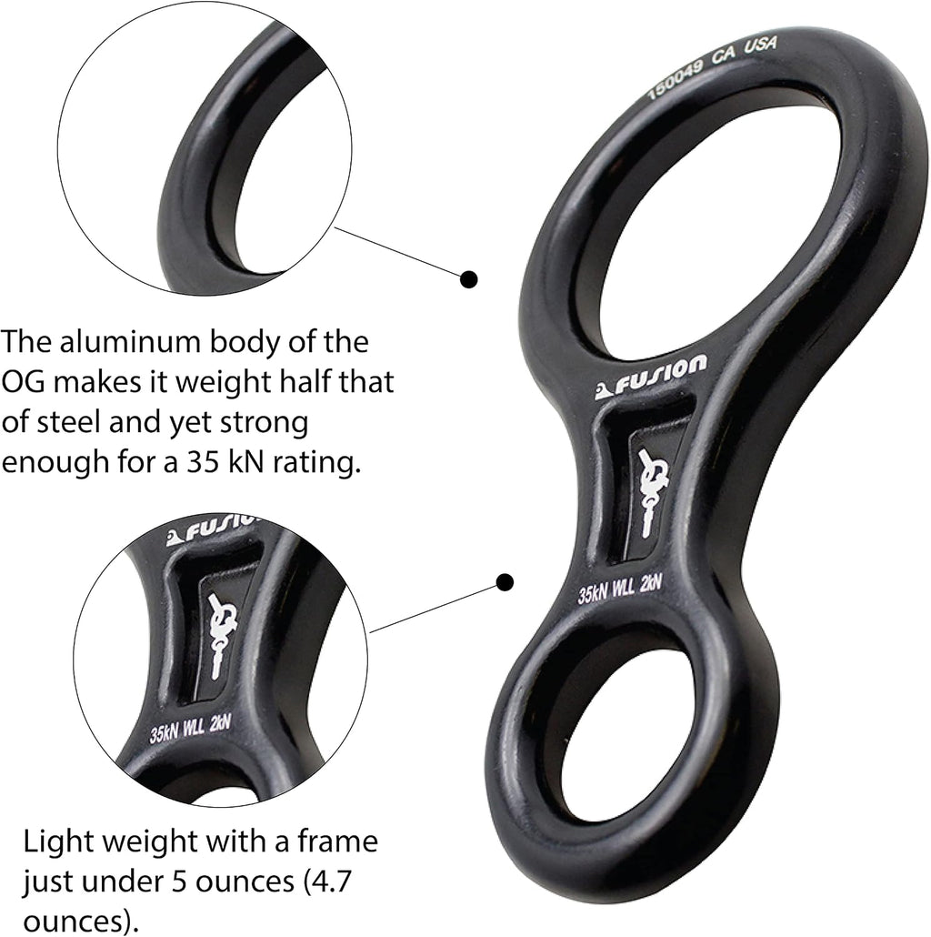 Climb Aluminum Descender - Figure 8 Descender Black