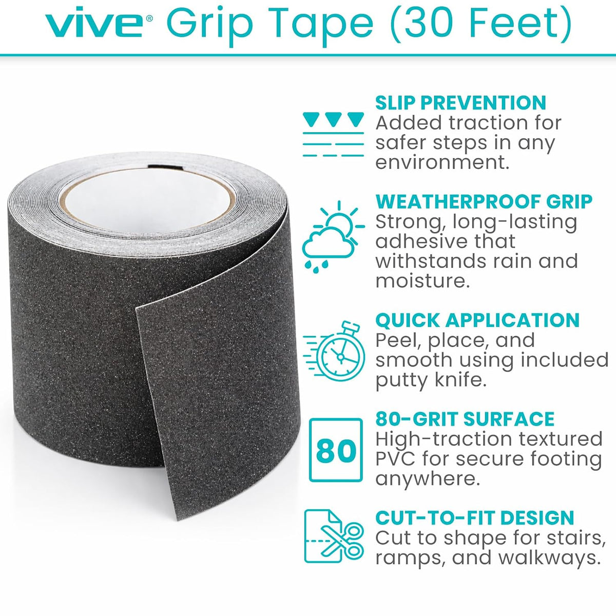 Grip Tape (30 Feet) - Anti Slip Traction Tread for Indoor and Outdoor