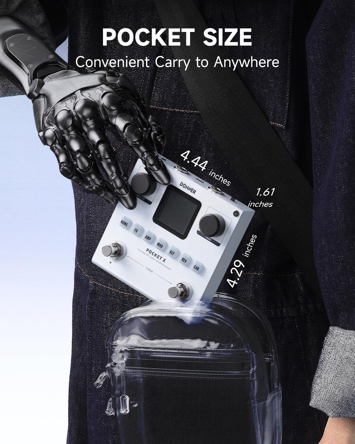Pocket-X Multi Effects Guitar Pedal Guitar/Bass AMP Modeler Multi Effects Processor Portable Rechargeable Guitar