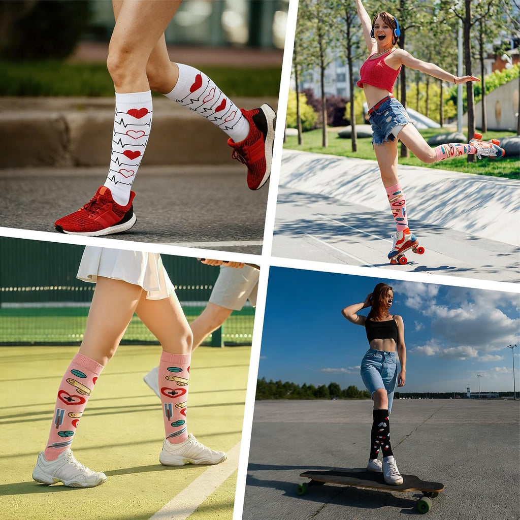 6 Pairs Cna Week Appreciation Gifts Calf Compression Sleeve for Nurse Footless Compression Socks Support Sports