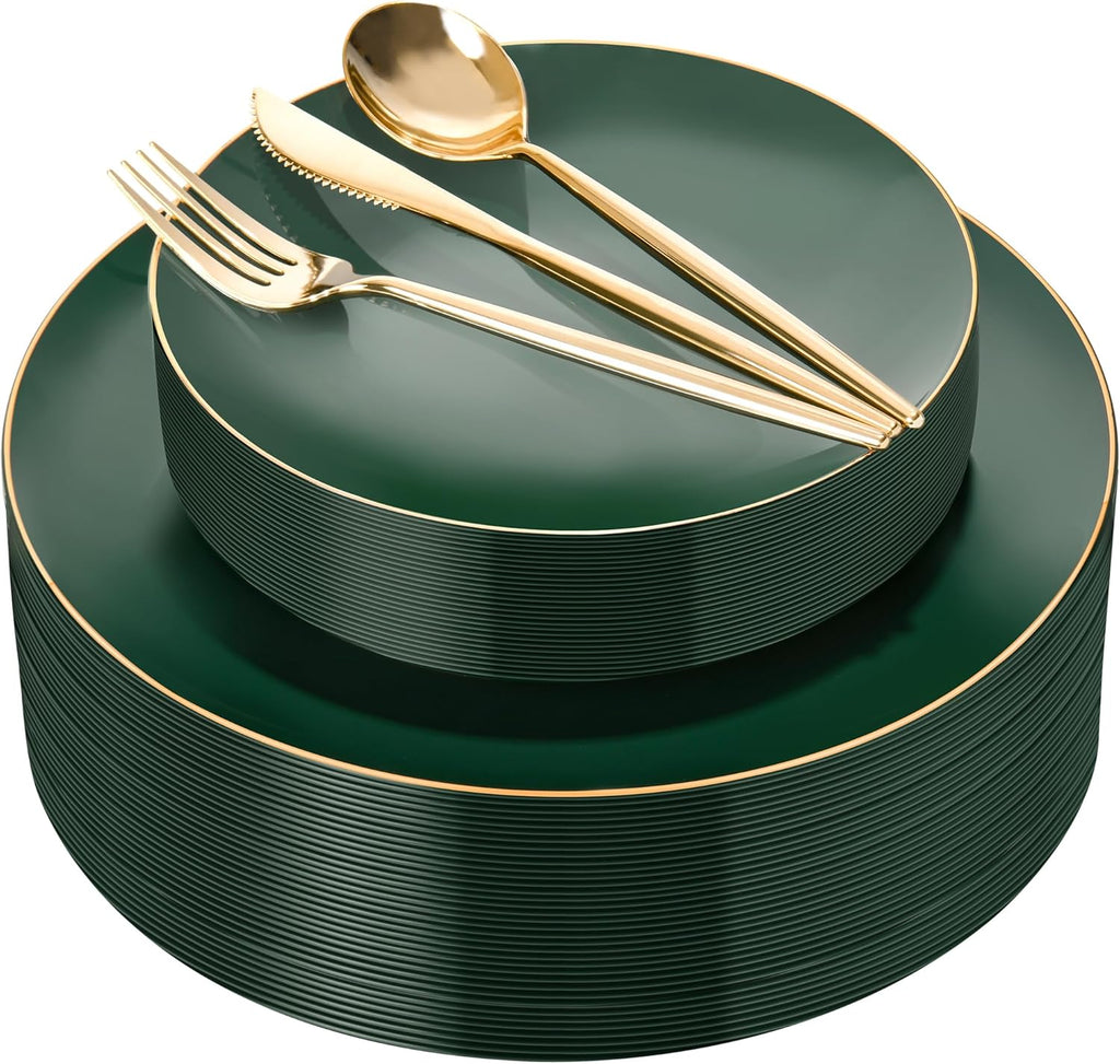 150Pcs Green Plastic Plates,Premium Disposable Plates for Wedding