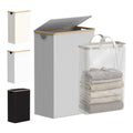 Slim Laundry Hamper with Lid and Removable Bag, 75L Light Grey