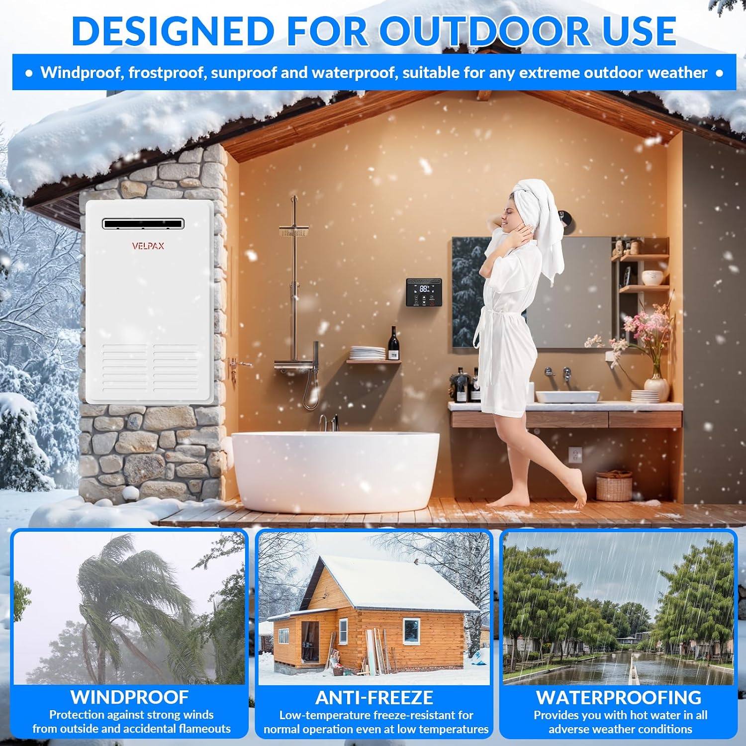 Propane Tankless Water Heater Outdoor,5.26GPM 20L Outdoor,Instant Hot Propane Gas Water Heater with Celsius Digital