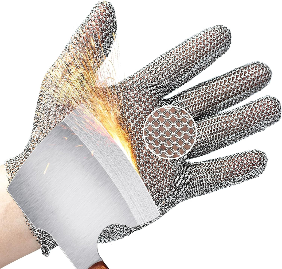 A9 Cut Resistant Metal Mesh Chainmail Glove, PM5201, 1 Pack, M