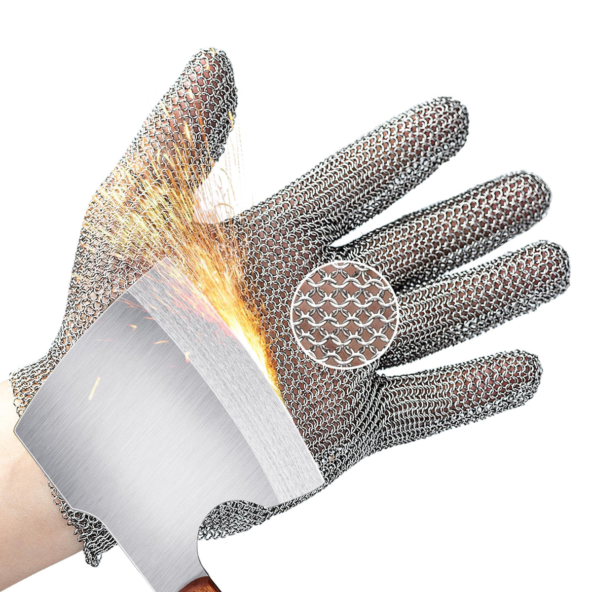 A9 Cut Resistant Metal Mesh Chainmail Glove, PM5201, 1 Pack, L