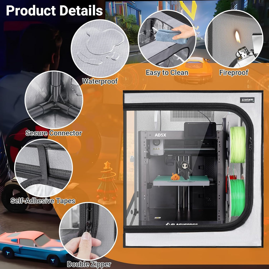 3D Printer Enclosure with Ventilation Kit for Anycubic Kobra 3/3 V2 Combo/Flashforge AD5X 3D Printers,Fireproof &
