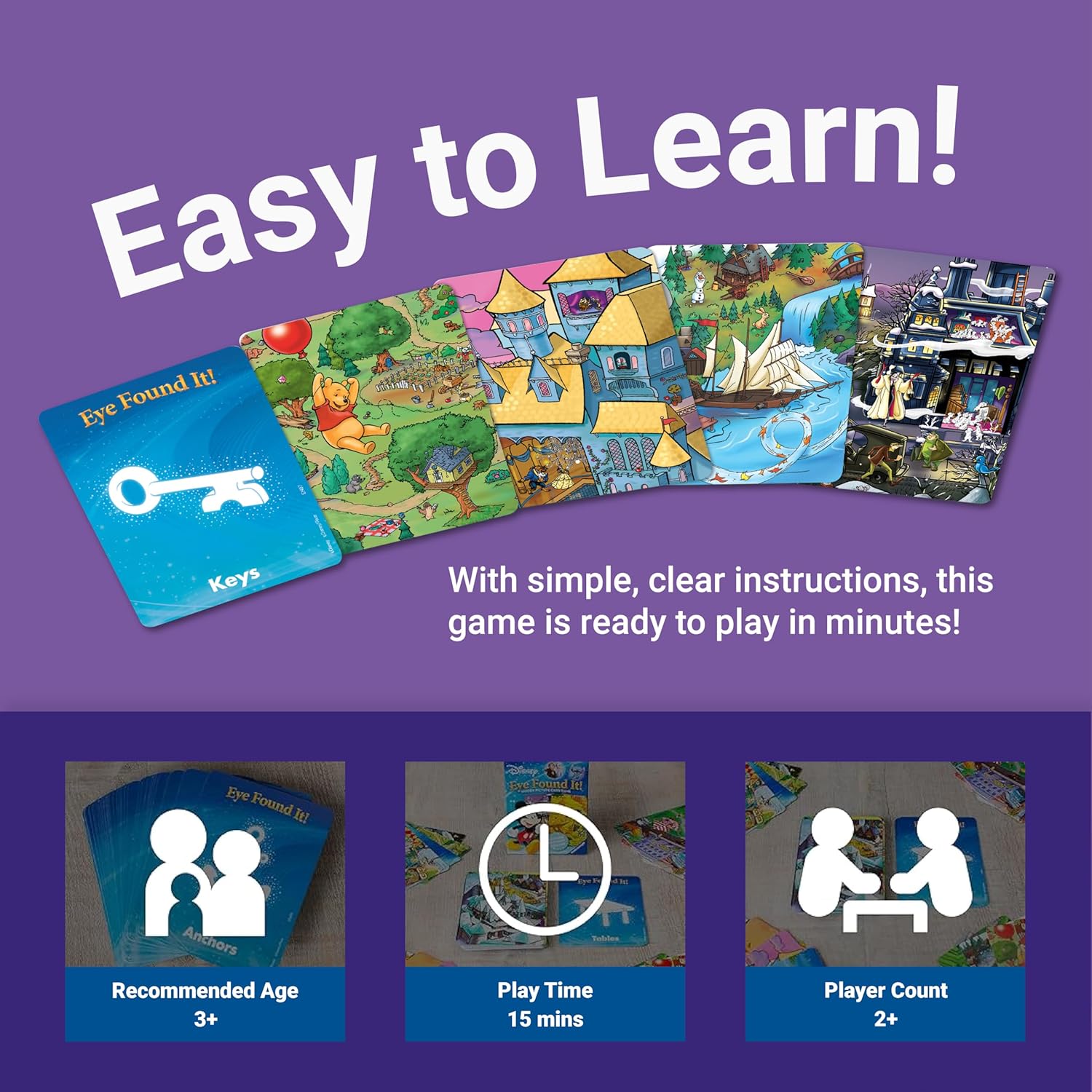 Ravensburger Eye Found It! World of Disney Card Game - Fun and Educational Spot It for Toddlers, Preschoolers, Boy