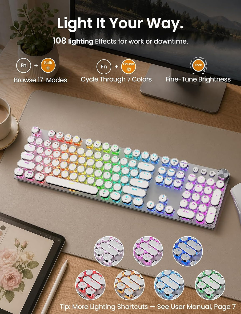 Wireless Mechanical Keyboard and Mouse Combo, RGB Backlit, KM81