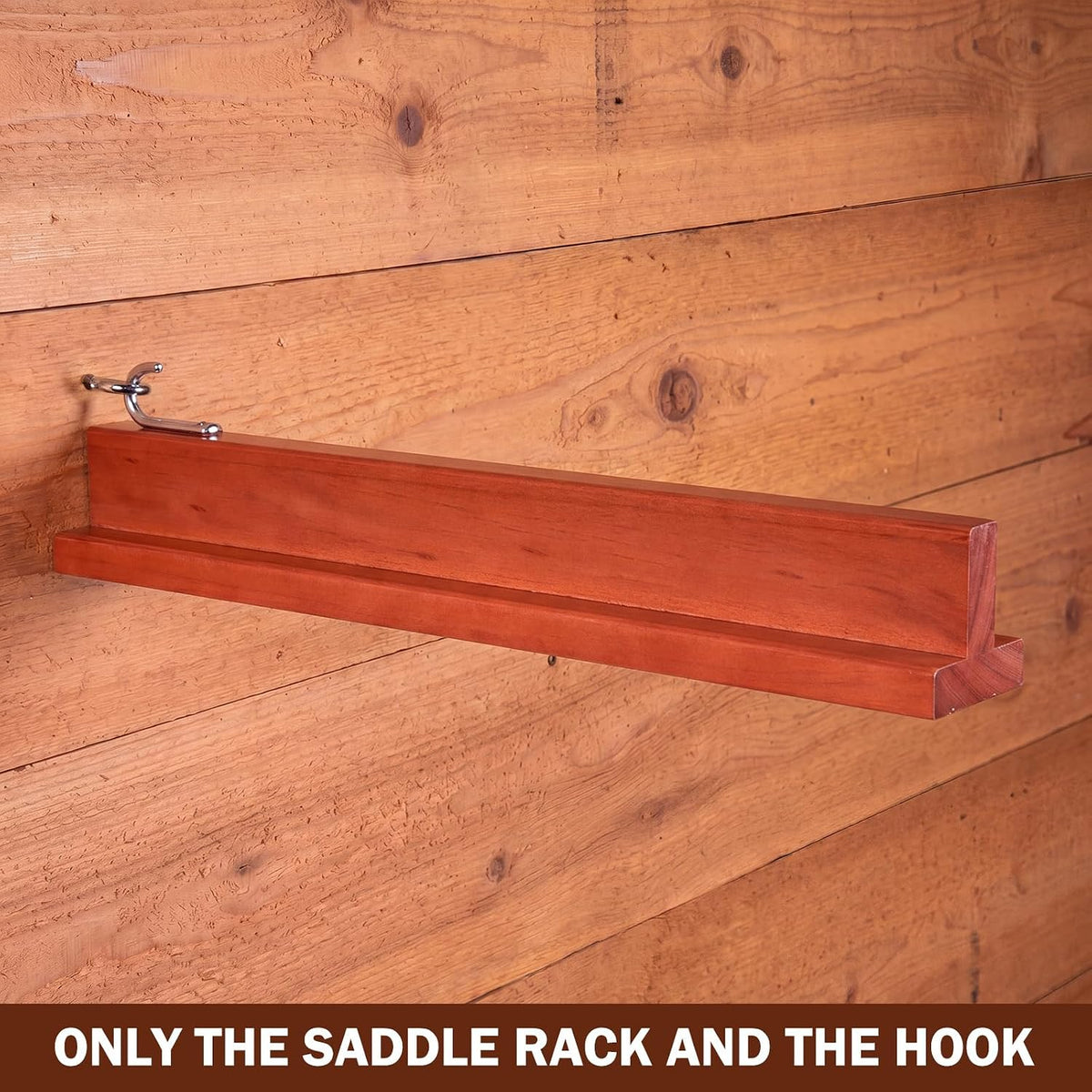 1 Pcs 17" Folding Pine Wood Saddle Rack Wall Mount,Brown