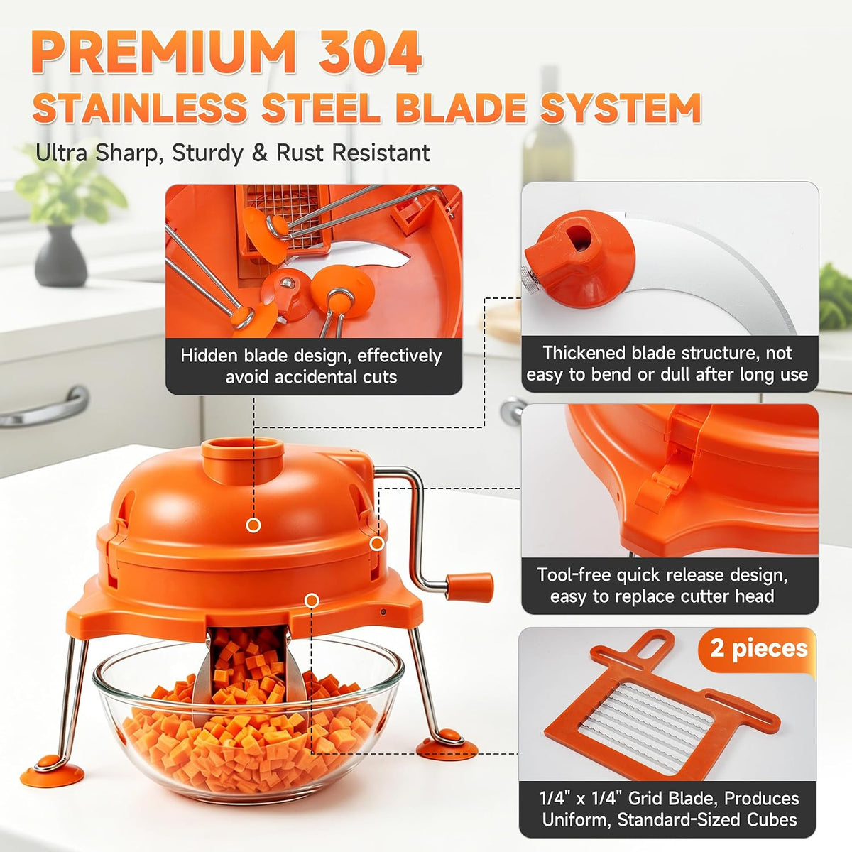 CL003 Commercial Vegetable Dicer with 1/4" x 1/4" Food Prep Cutter for Dynamic CL003 Dynacube Manual Tabletop Cuber