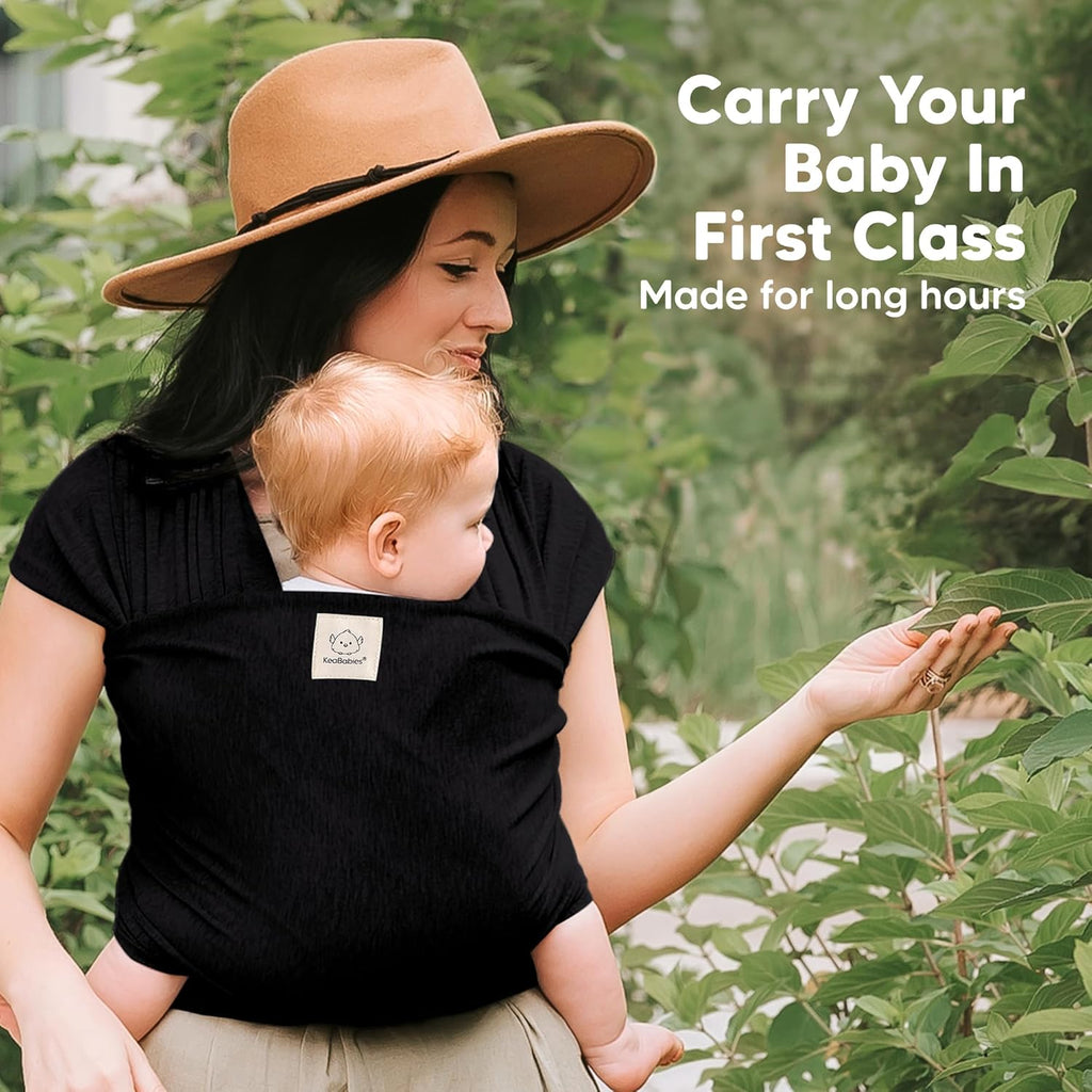 Baby Wrap Carrier, All in 1 Original Baby Carrier (Trendy Black) | Newborn to Toddler Sling, Easy to Wear, Hands Free