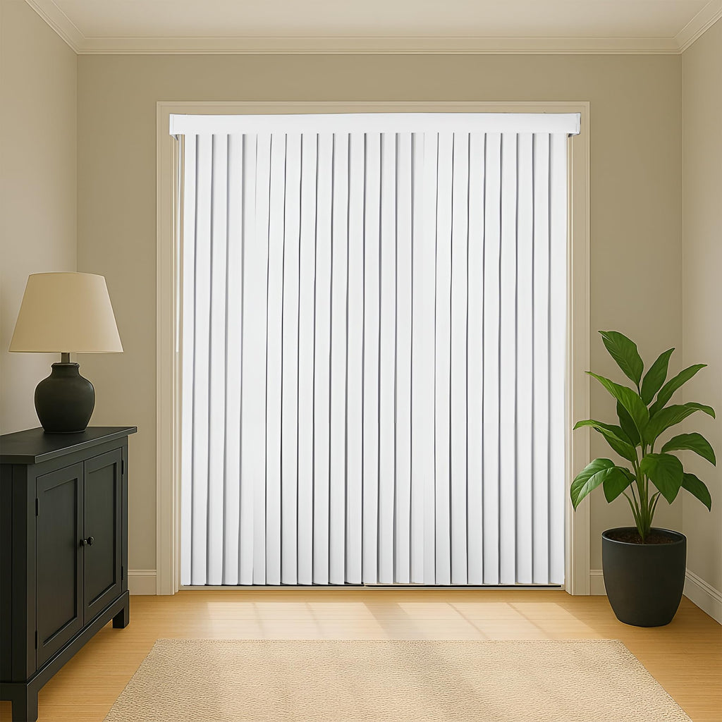 Vertical Blinds, 78" W x 84, White, Light-Filtering, Vinyl