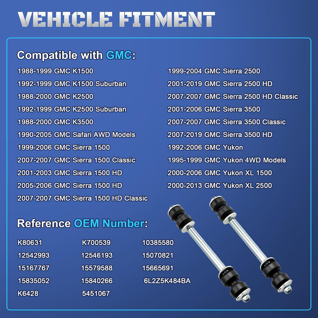 K80631 Front Sway Bar Stabilizer End Links for 1999-2006 Chevy GMC Cadillac