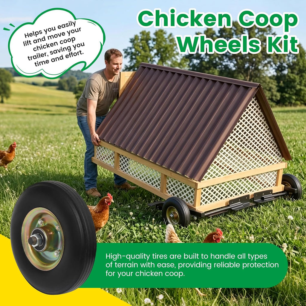 Chicken Coop Wheel Kit with Lift Assist Handle
