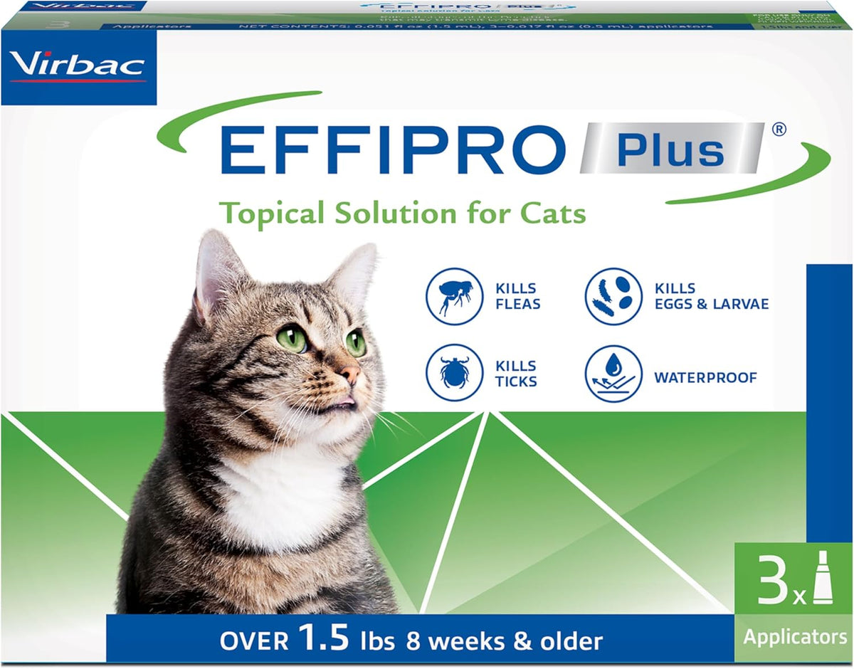 EFFIPRO Plus Topical Solution Waterproof Flea and Tick Cats Over 1.5 lbs