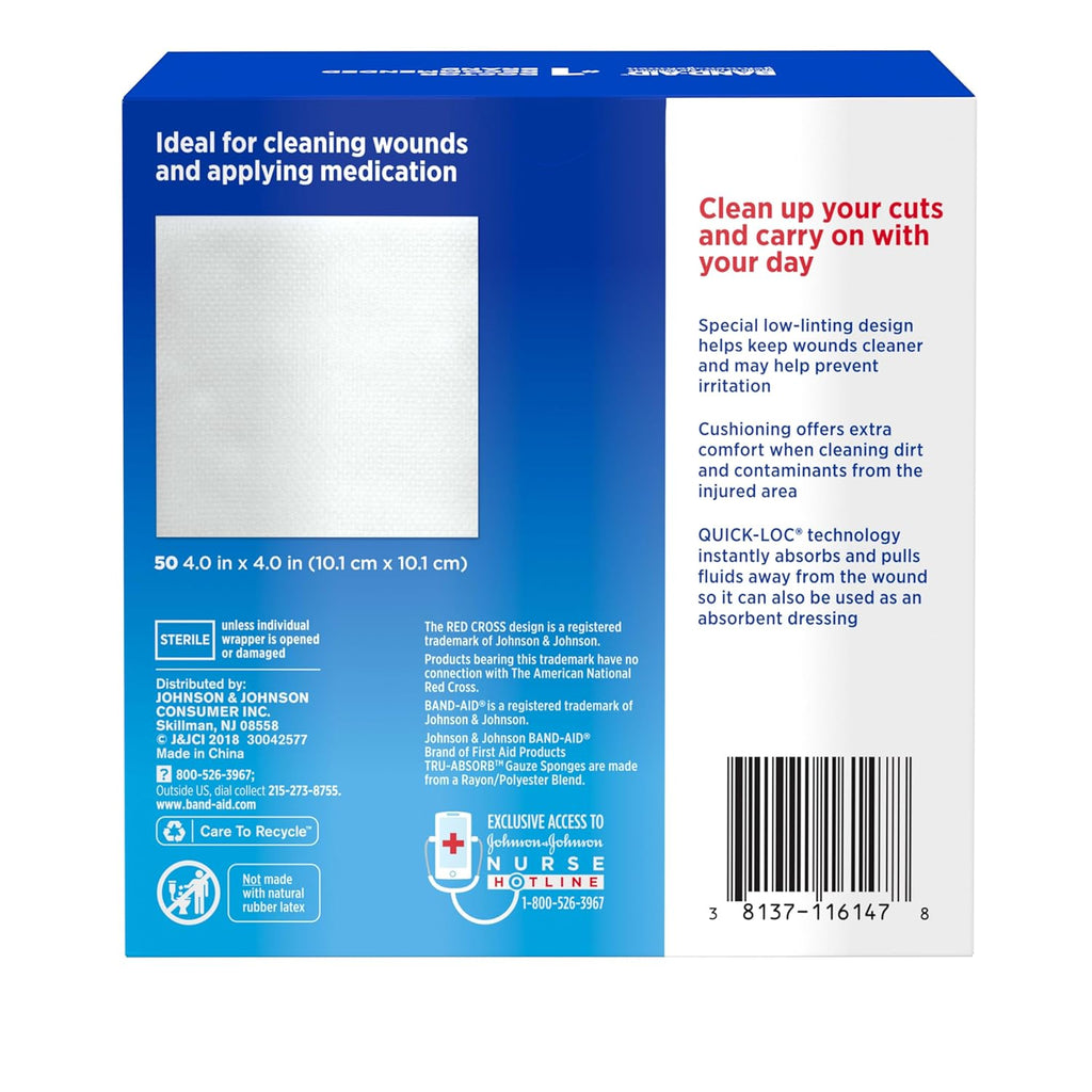 Brand First Aid Products Tru-Absorb Sterile Gauze Sponges for Cleaning and Cushioning Minor Wounds, Cuts & Burns