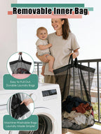 Laundry Hamper with Lid, Reinforced Sturdy Clothes Hamper with Anti-Puncture Base, Large Collapsible Laundry Basket