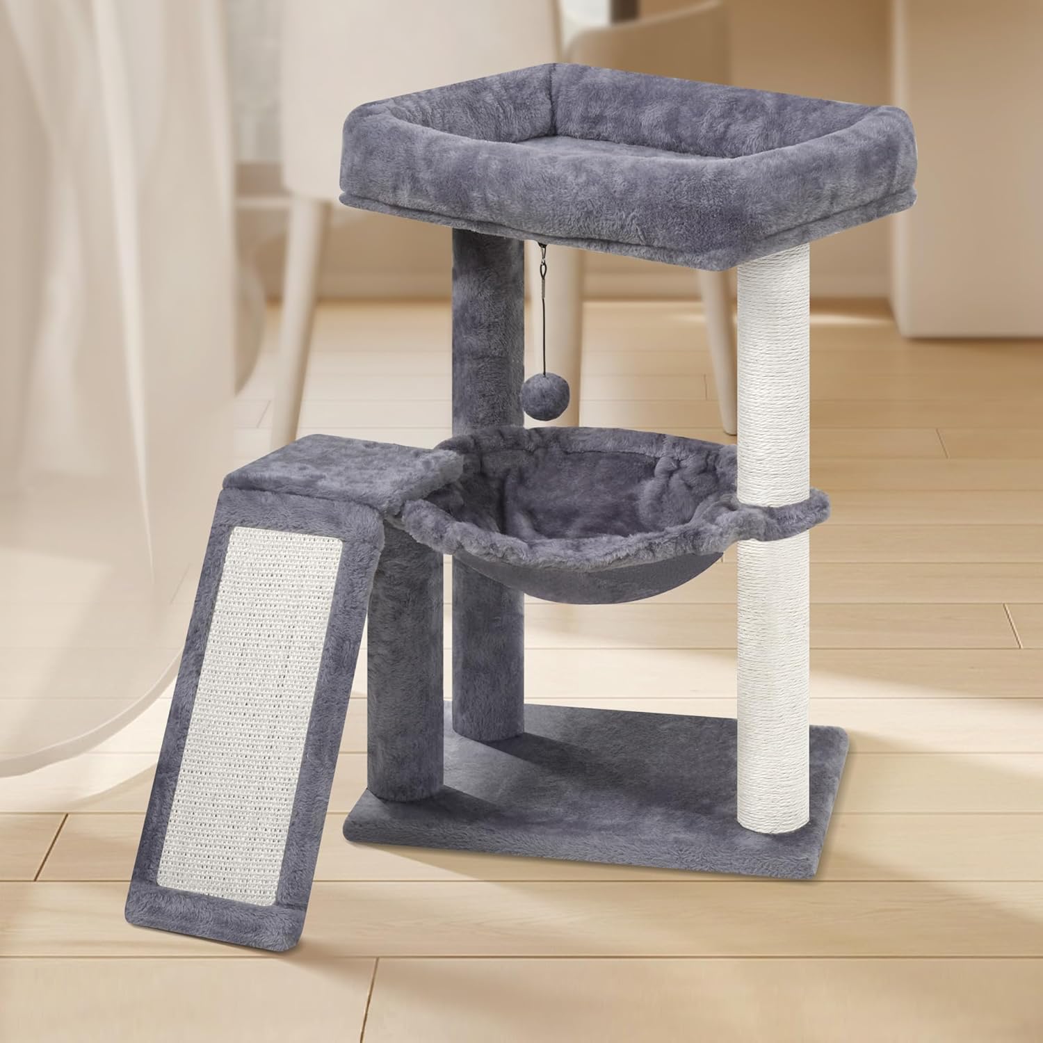 YOUPET Cat Tree with Cat Scratching Post for Indoor Cats, Cat Tower with Scratching Board and Playful Toy Balls, Cat