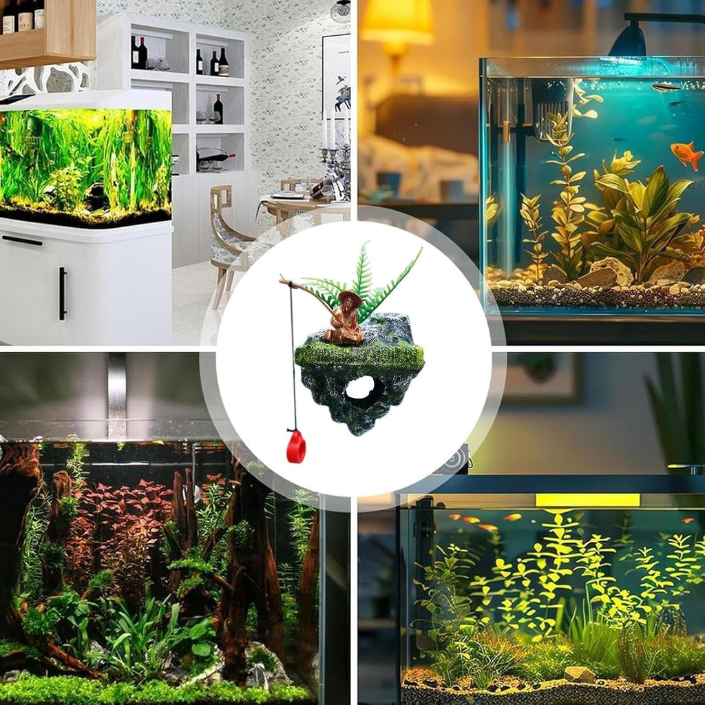 Fish Decorations for Tank, Resin Floating Island, 3.54x3.15x2.28 Inch Strong Build Gear, Realistic Tool, Stylish