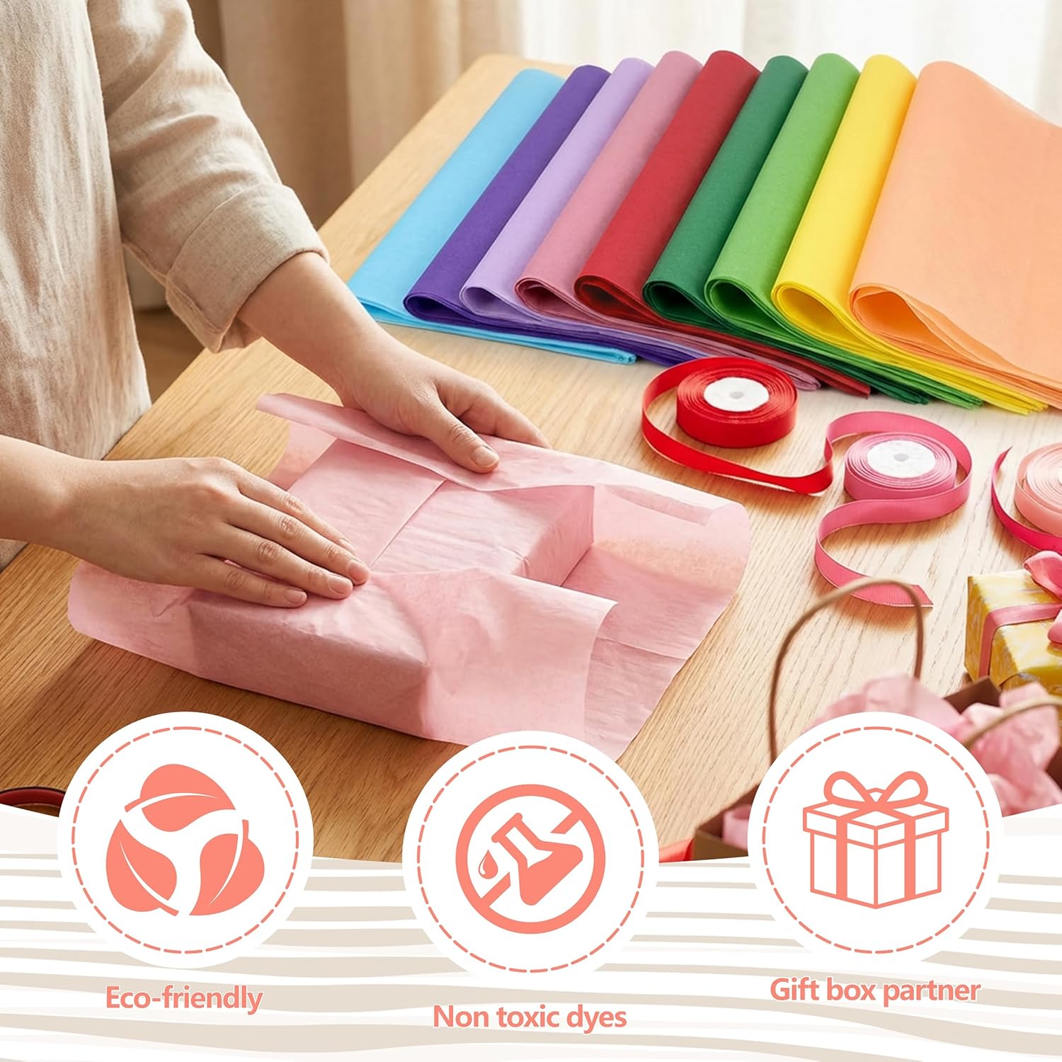 150 Sheets Colored Tissue Paper, 20X14 inch Christmas Tissue Paper for Gift Bags,Gold Silver Red Green Yellow White