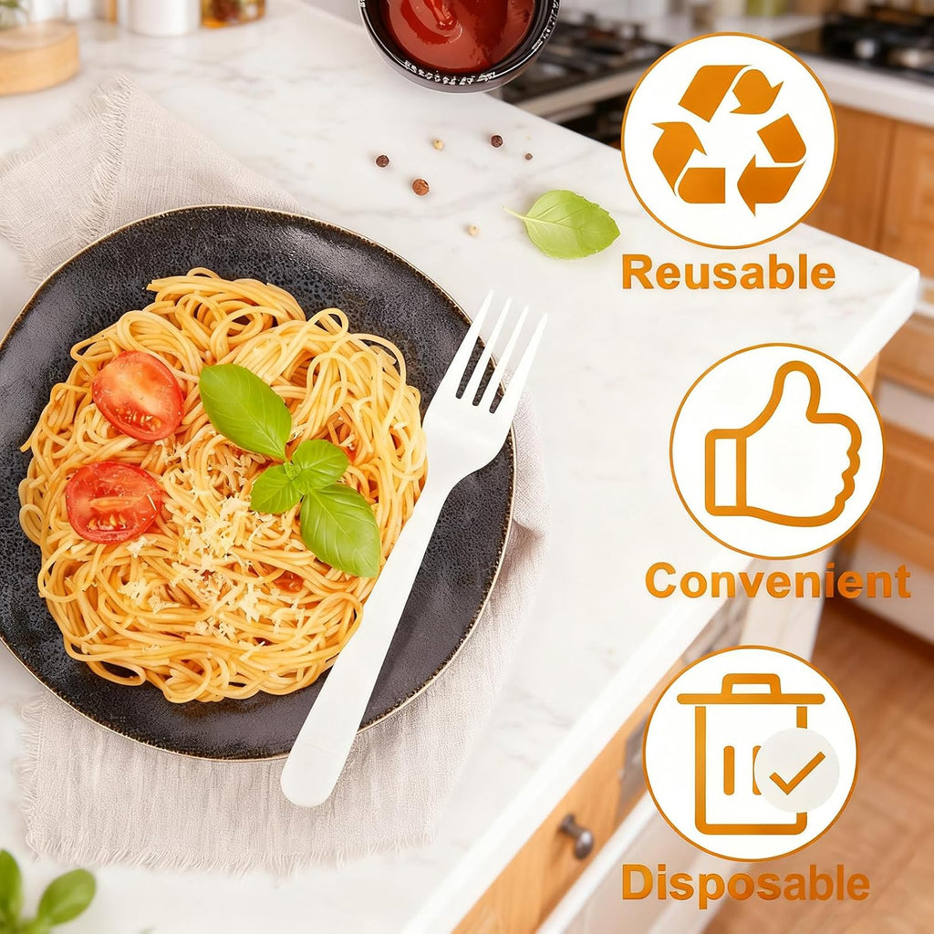 1000 Count Plastic Forks White, Bulk Disposable Forks Plastic Silverware, Heavy Duty Forks Disposable Cutlery Heat