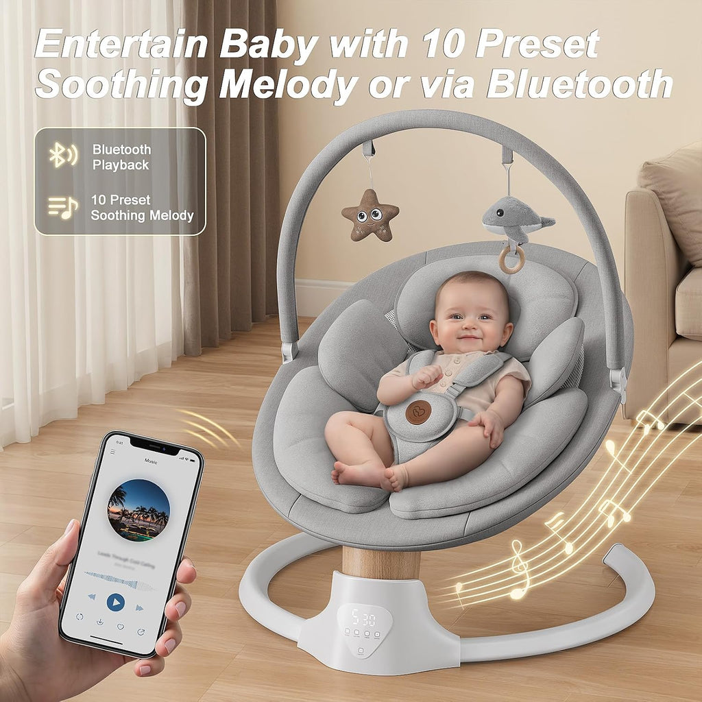 Baby Swings for Infants, FasonBaby Electric Baby Swing with Bluetooth Music | Infant Swing with 5 Speeds, 10 Preset