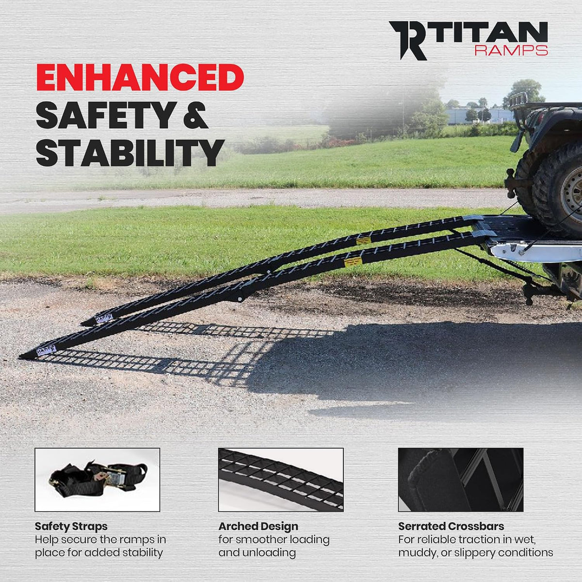 Aluminum ATV Motorcycle Loading Ramps, 1,200 lb, 10 Ft, 2-Pack