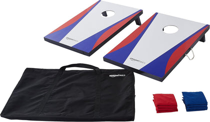Portable Cornhole Set, Outdoor Game Bean Bag Toss with Carrying Case, Blue/Red