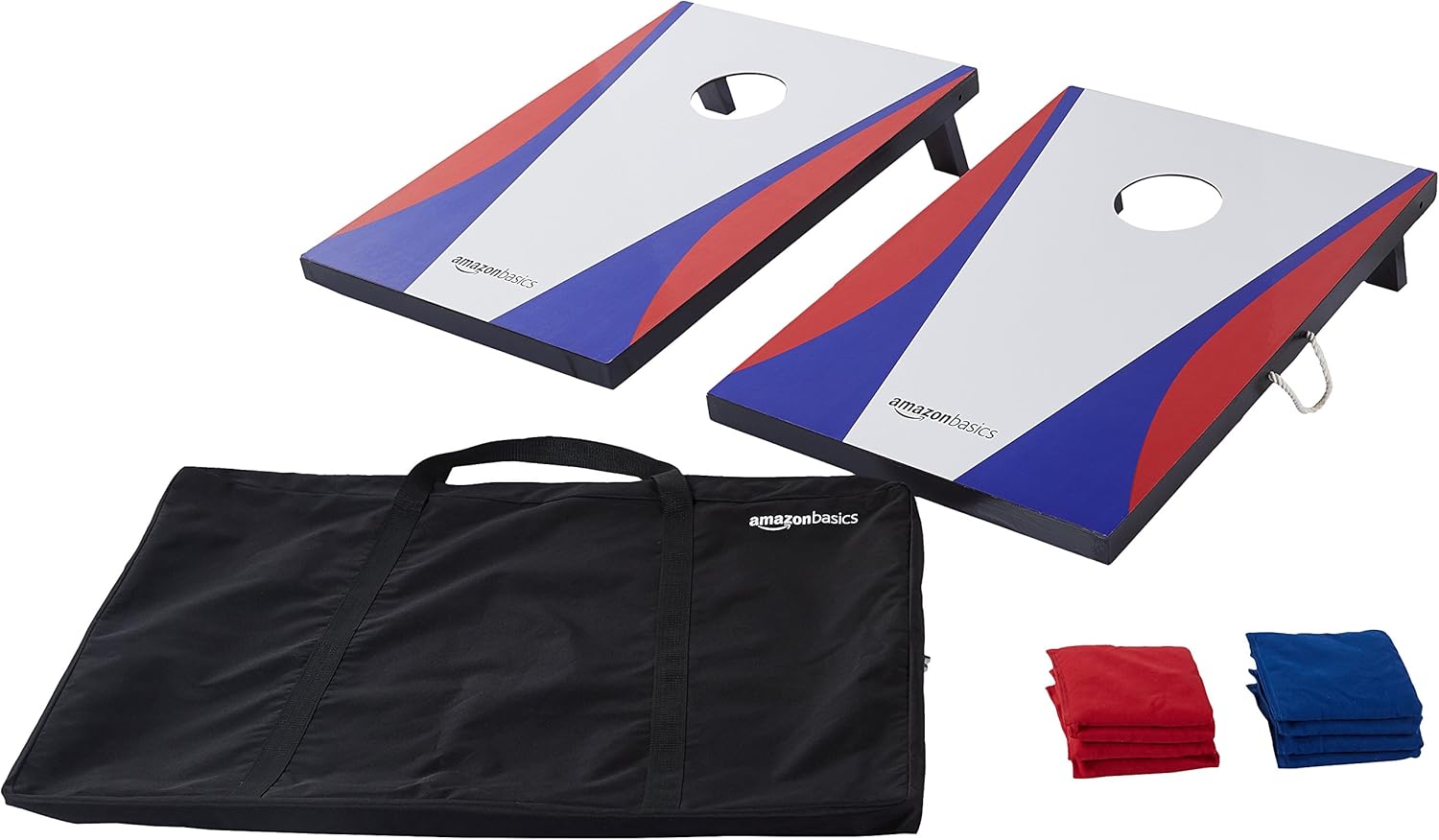 Portable Cornhole Set, Outdoor Game Bean Bag Toss with Carrying Case, Blue/Red