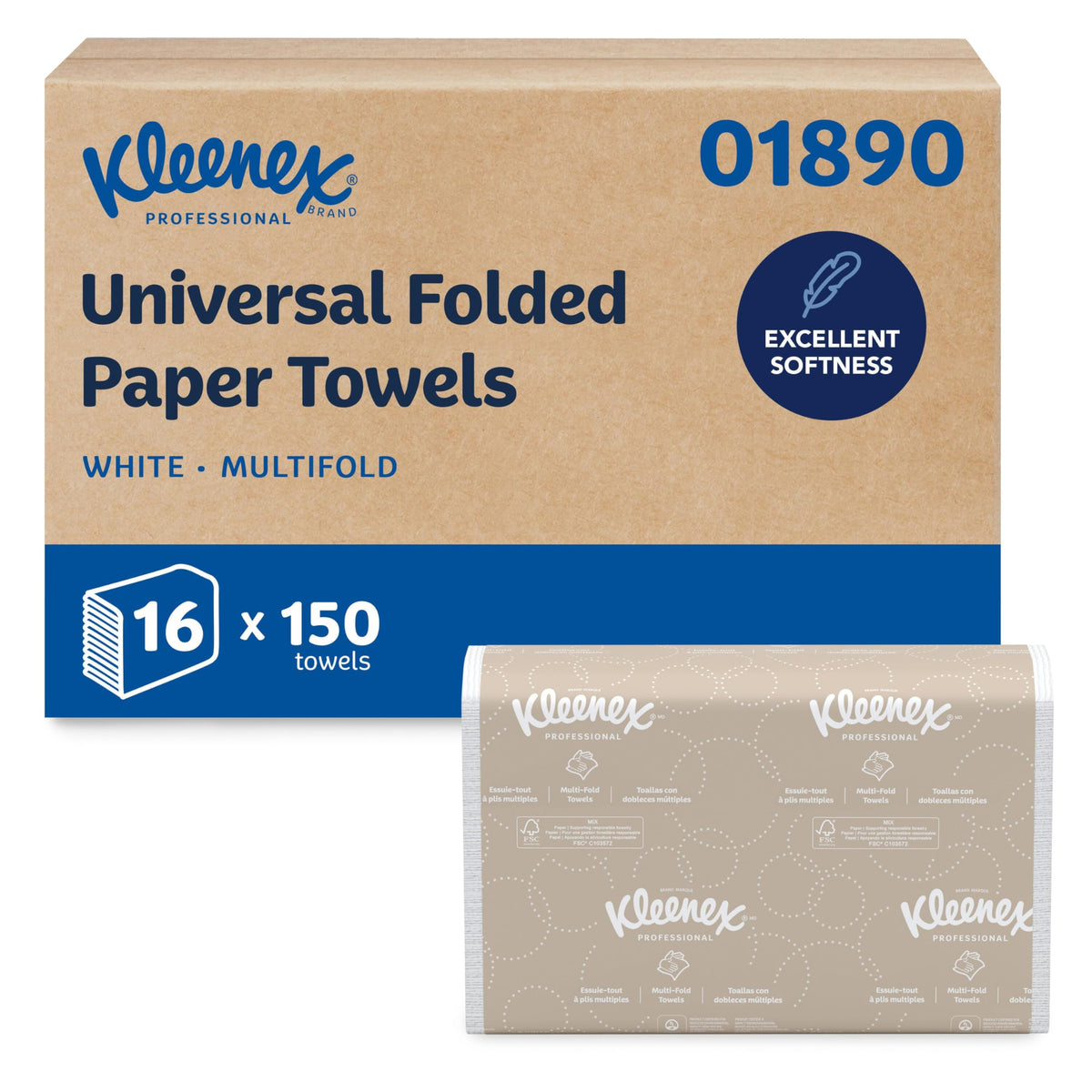 Professional Multifold Paper Towels, Bulk, 16 x 150 Sheets (01890)