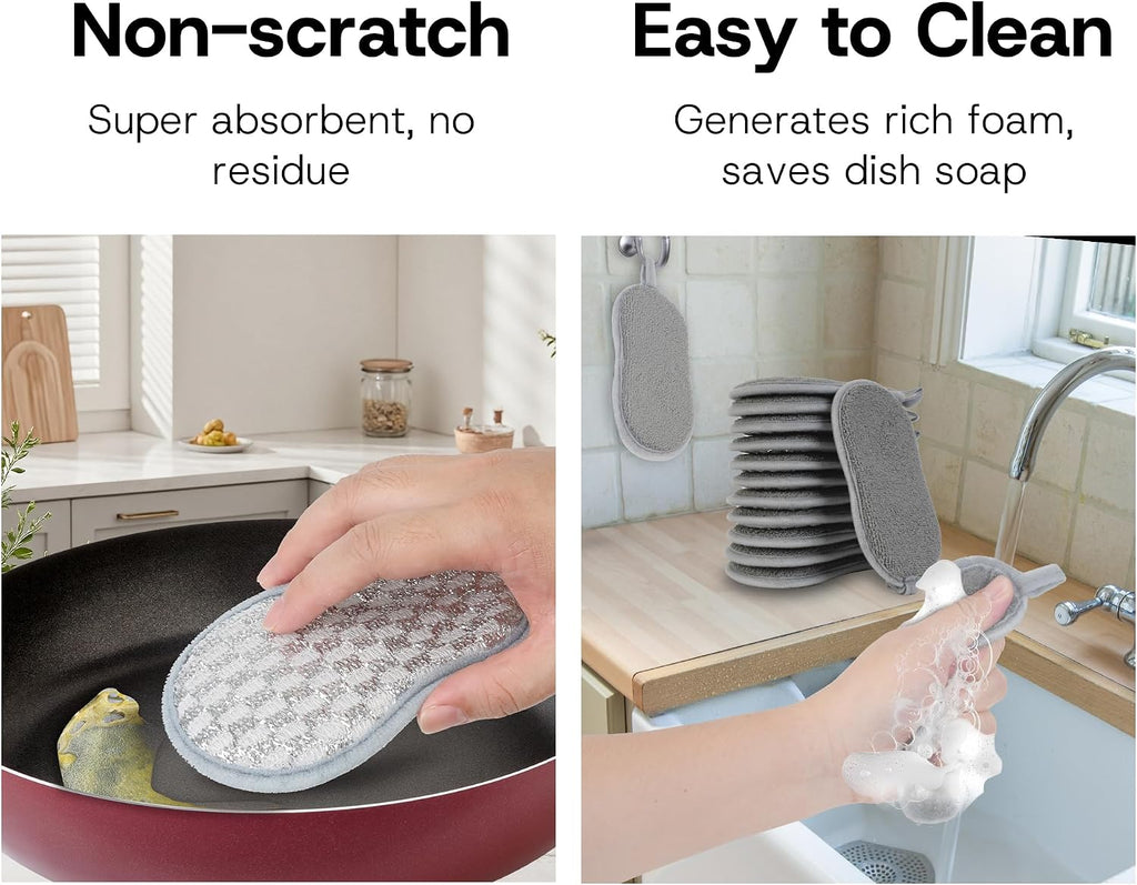 Multi-Purpose Dish Sponges Kitchen, Dual-Sided Non Scratch Scrub Sponges