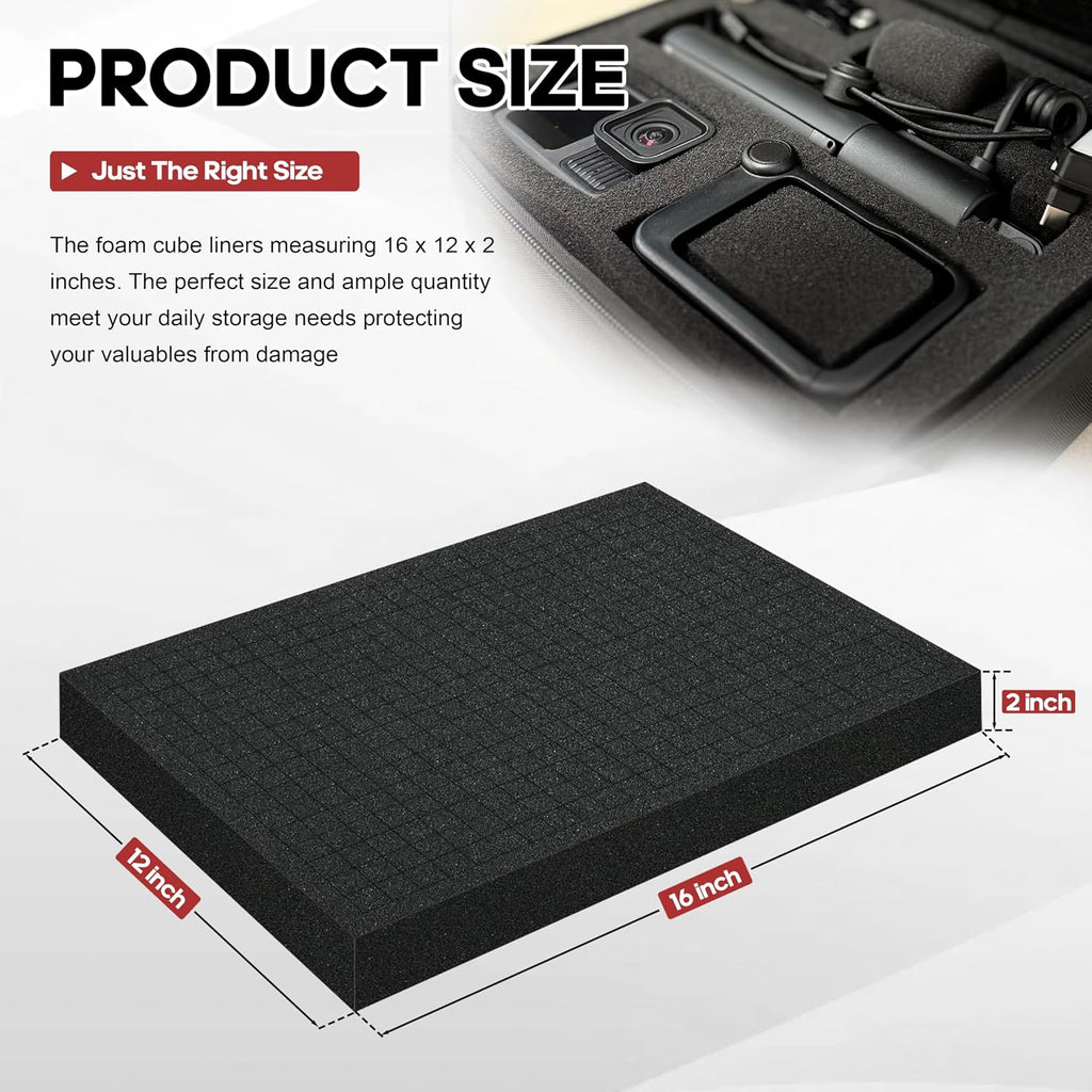 4‑Pack Pick and Pluck Foam Insert, Pre‑Cube Customizable Foam