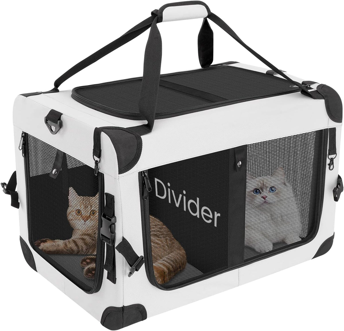 Extra Large Cat Carrier for 2 Cats with Divider, Soft-Sided