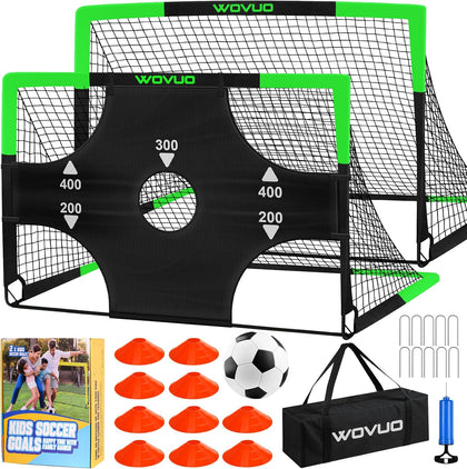 Kids Soccer Goals for Backyard Set of 2, 6x4 ft Portable Toddler Soccer Goal Training Equipment with Soccer Target